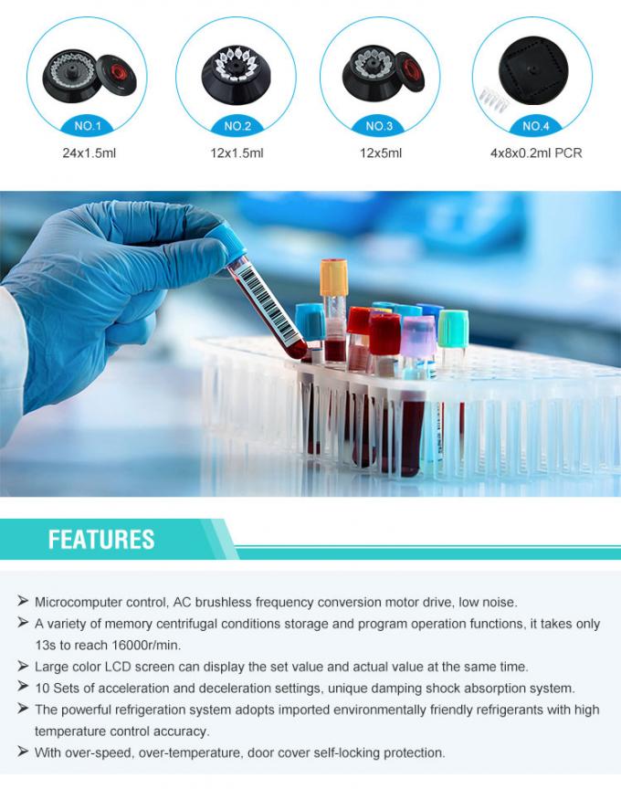 Centrifugatrice frigorifera TGL-16 a alta velocità, 21532xg, capacità 90 ml, da -20°C a +40°C 2